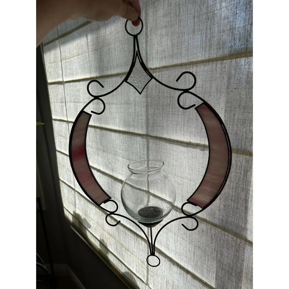 Vintage Stained Glass Plant Rooter Candle Holder Hanging Home Decor gift